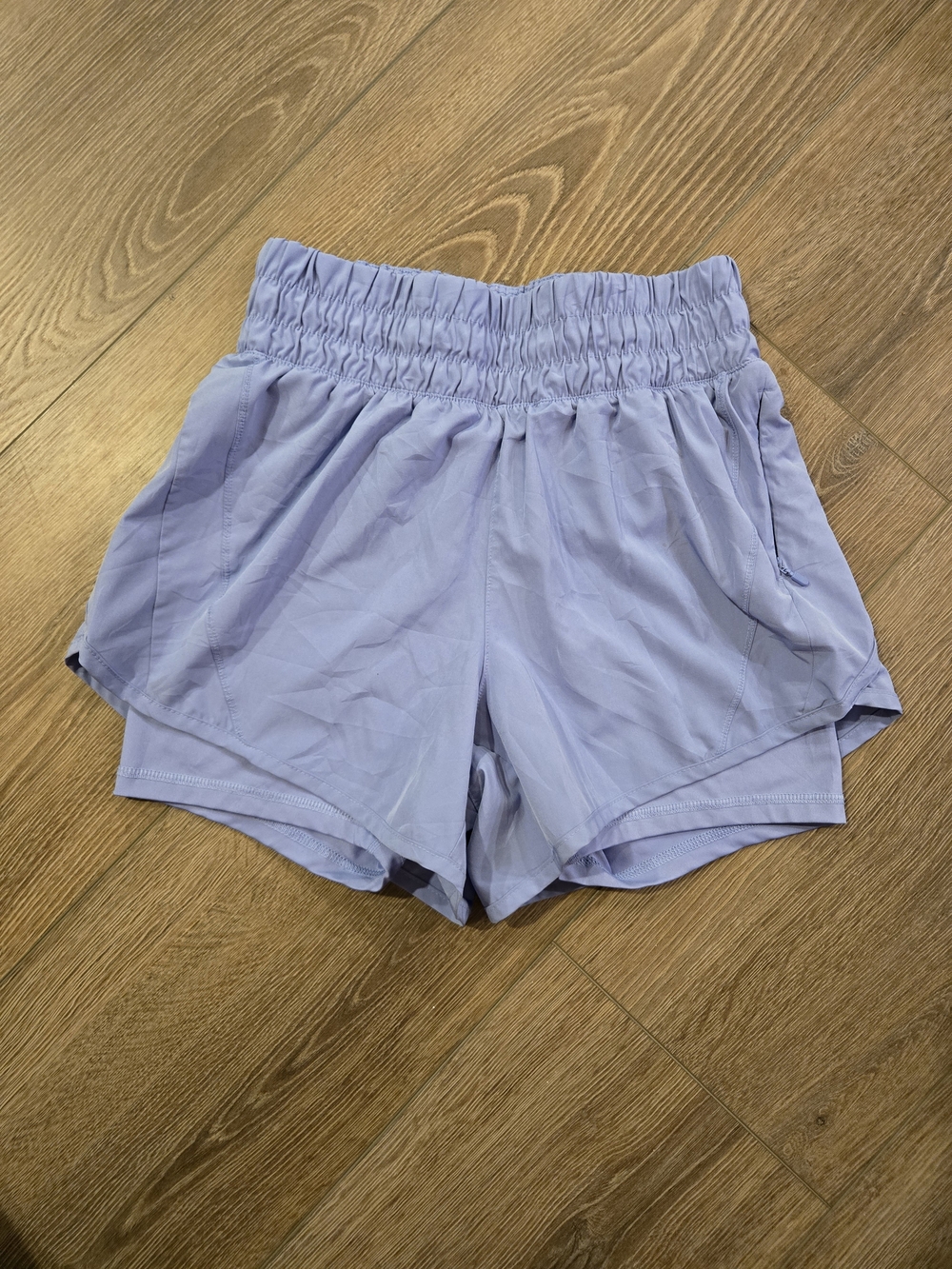 Avia Light Lavender Athletic Shorts with Smocked Waistband